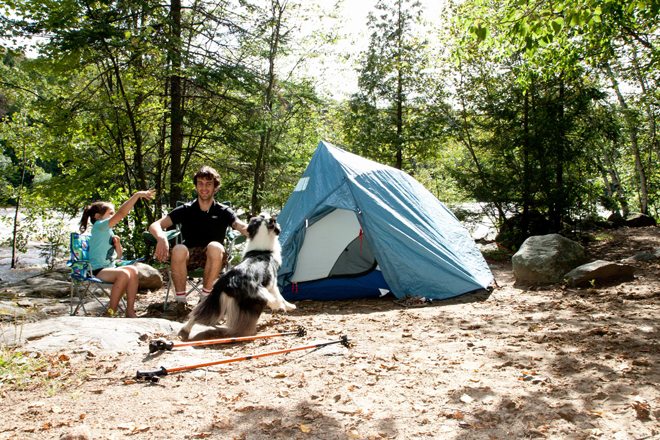 camper avec son chien parc riviere batiscan