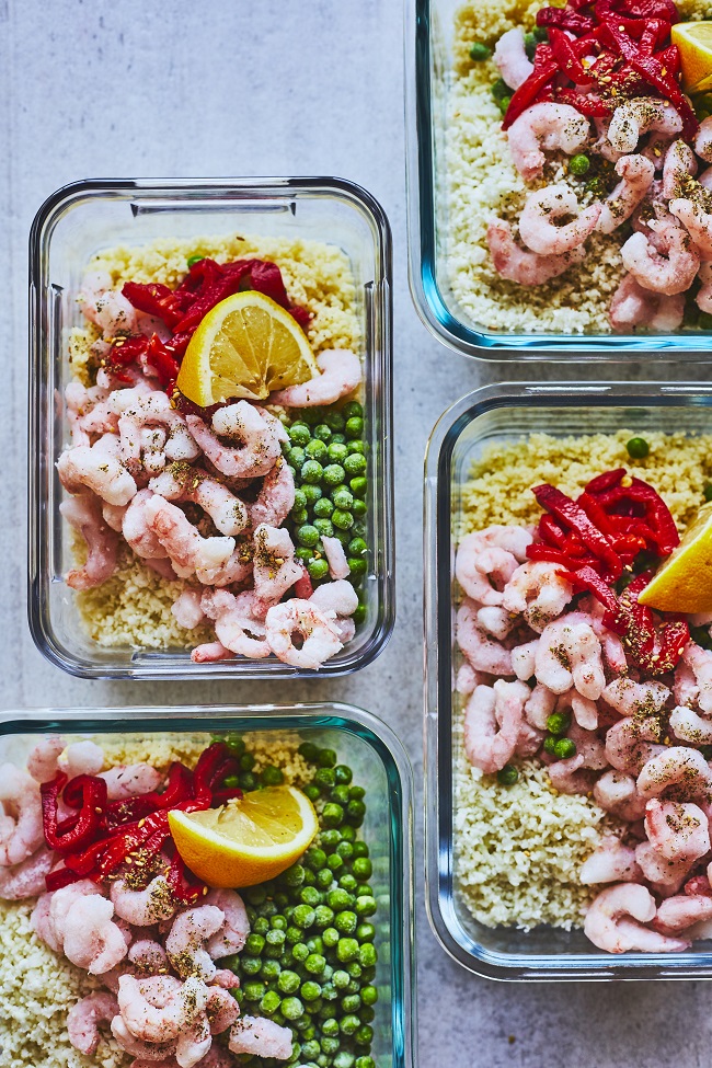 Couscous aux crevettes et au chou-fleur