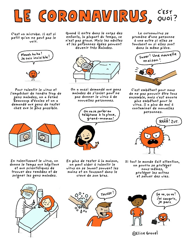 Infographie d'Élise Gravel pour enfants  comprendre le coronavirus COVID-19